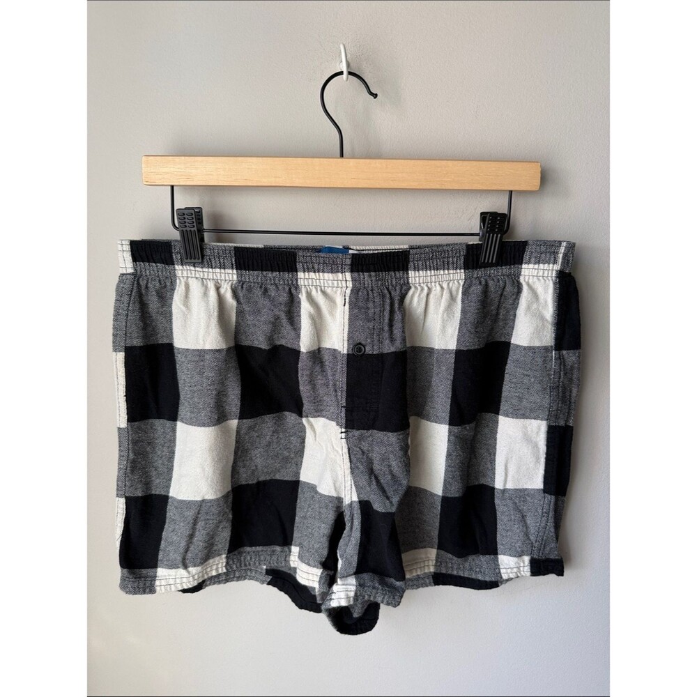 Old Navy Black Buffalo Plaid Boxer Shorts Cotton Lounge Sleep Shorts Checkered